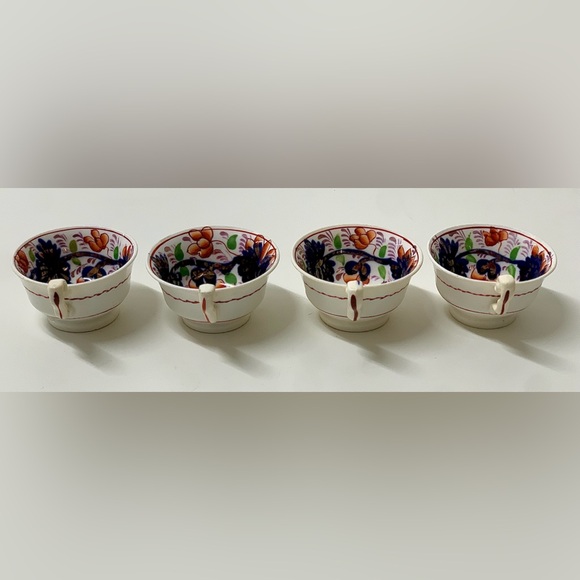 19th Century Antique Gaudy Welsh Grape Pattern (lot of 4) Miniature Cups - Picture 11 of 16